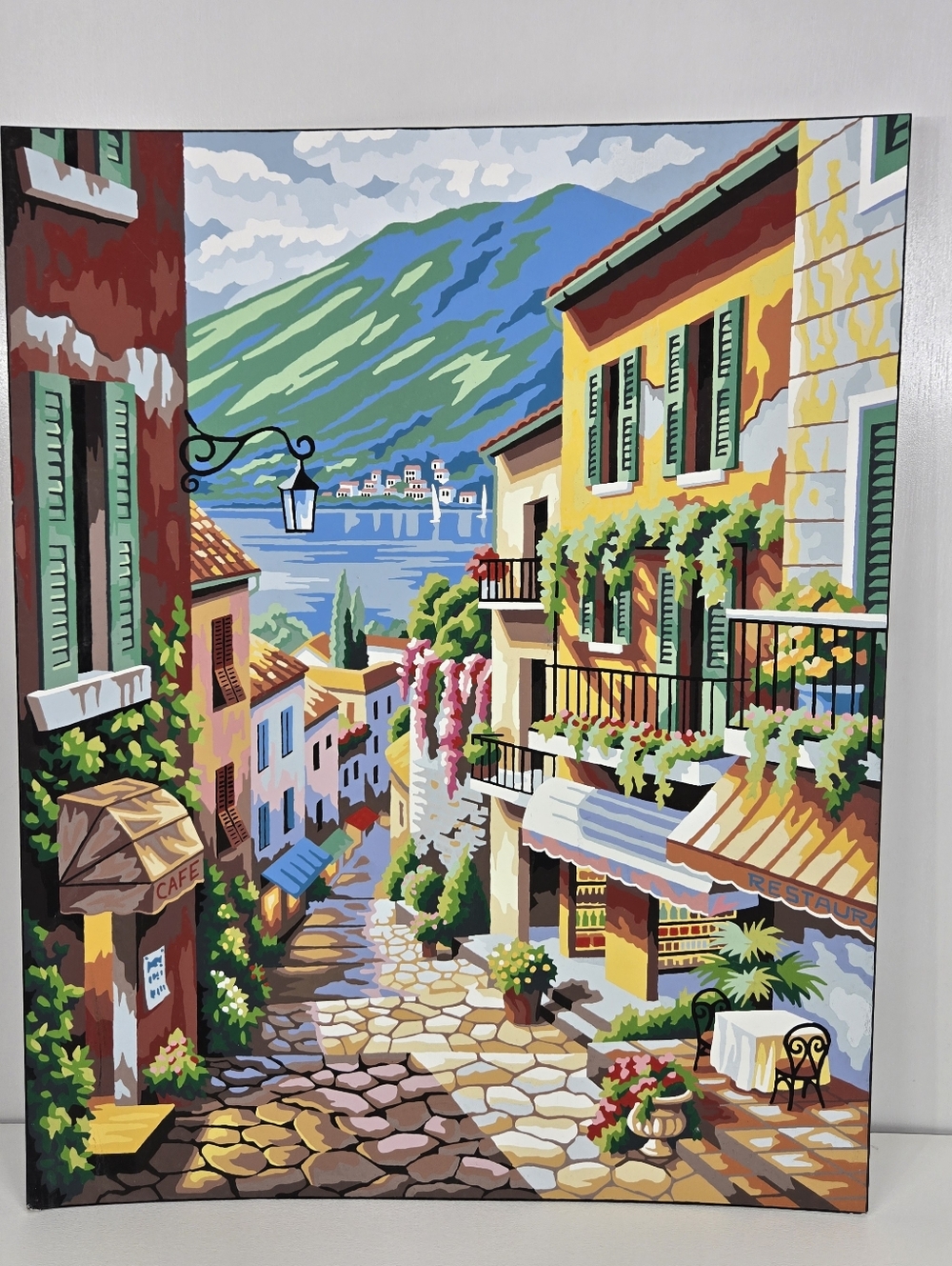 Village Steps Finished Acrylic‎ Painting Paint By Number 16x20 Seaside Italian